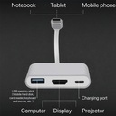 Hub 3 en 1 - USB 3.0 Tipo C macho a USB 3.0 + HDMI. FY-D-7040