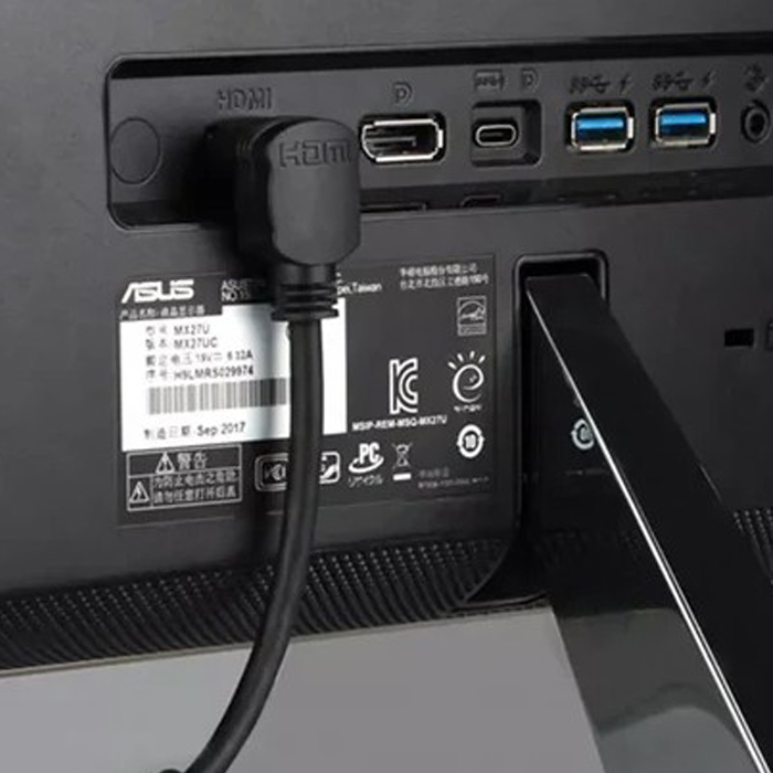 Cable Audio/Video HDMI 2.0 - HDMI 90 grados a HDMI 90 grados(macho), 4K (1080P) TRANS.18 Gbps, HDR, VISION 3D, FHD, UHD, ARC, alta definición, Color: negro, 6 pies. FY-1007 2M