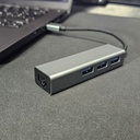 HUB O.E.M. Adaptador 3x USB 3.0, 1x RJ45, FY-D-4014