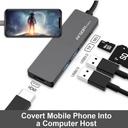 Hub Argom ARG-UB-0183, USB Tipo C macho para computadora o movil, 5 en 1, 2 X USB 3.0 hembra, 1 X HDMI, 1 X MicroSD, 1 X SD, color gris.