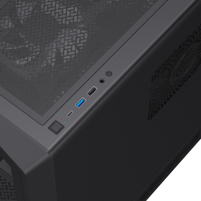 Caja GameMax - Para ATX,Micro ATX,Mini-ITX, conectores 1x USB 3.0, vidrio templado, color negro. VISTA COC BK