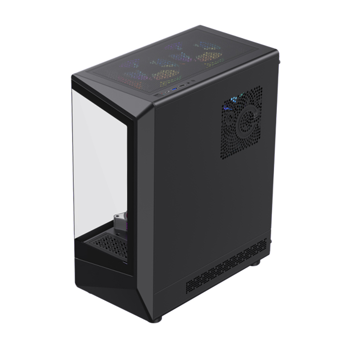 Caja GameMax - Para ATX,Micro ATX,Mini-ITX, conectores 1x USB 3.0, vidrio templado, color negro. VISTA COC BK