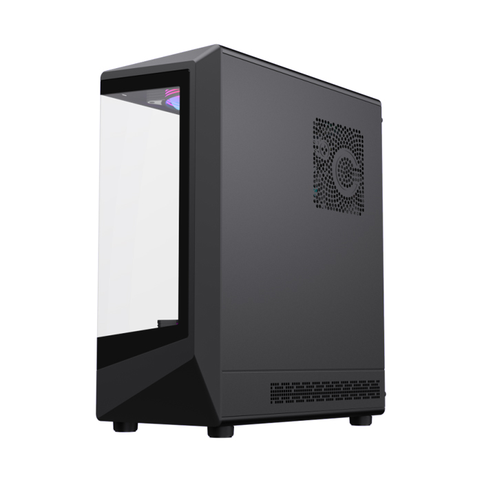 Caja GameMax - Para ATX,Micro ATX,Mini-ITX, conectores 1x USB 3.0, vidrio templado, color negro. VISTA COC BK