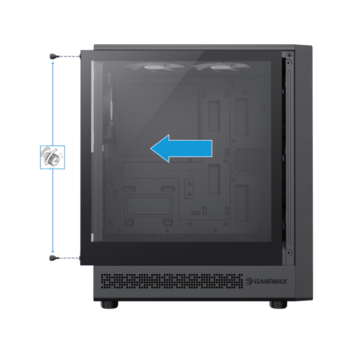 Caja GameMax - Para ATX、M-ATX、ITX, conectores 1x USB 3.0, 1x USB 2.0, 1x Tipo C, vidrio templado, color negro. Storm 2 AB