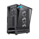 Caja GameMax - Para ATX、M-ATX、ITX, conectores 1x USB 3.0, 1x USB 2.0, 1x Tipo C, vidrio templado, color negro. Storm 2 AB