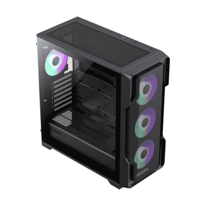 Caja GameMax - Para E-ATX, ATX, M-ATX, ITX, conectores 1x USB 3.0, 2x USB 2.0, vidrio templado, Sin ventilador, color negro. Siege BK