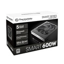 Fuente de Poder Thermaltake SMART 600W 80 Plus - Potencia de 600W, 20/24 pines ATX, conectores 6+2-Pin PCI-Express & 6x SATA, abanico 120mm, color negro/blanco. PS-SPD-0600NPCWUS-W
