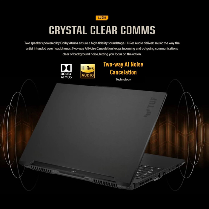 Laptop Asus TUF FA617 - 16" FHD, 165Hz, AMD Ryzen 7 7735HS, 16GB RAM, 512GB SSD, AMD RADEON RX7700S 8GB, Webcam, BT, Windows 11 Home en Ingles, Color Negro. FA617NTA16R77700
