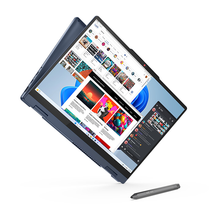 Laptop Lenovo IdeaPad 5i - 14" Táctil (2 en 1) WUXGA (1920 x 1200), Intel® Core™ 5 120U, 8 GB LPDDR5, 512GB SSD M.2 2242, Intel Integrado, Webcam, WiFi, Windows 11 Home Inglés, Lápiz, Color: Azul. 83DT0002US