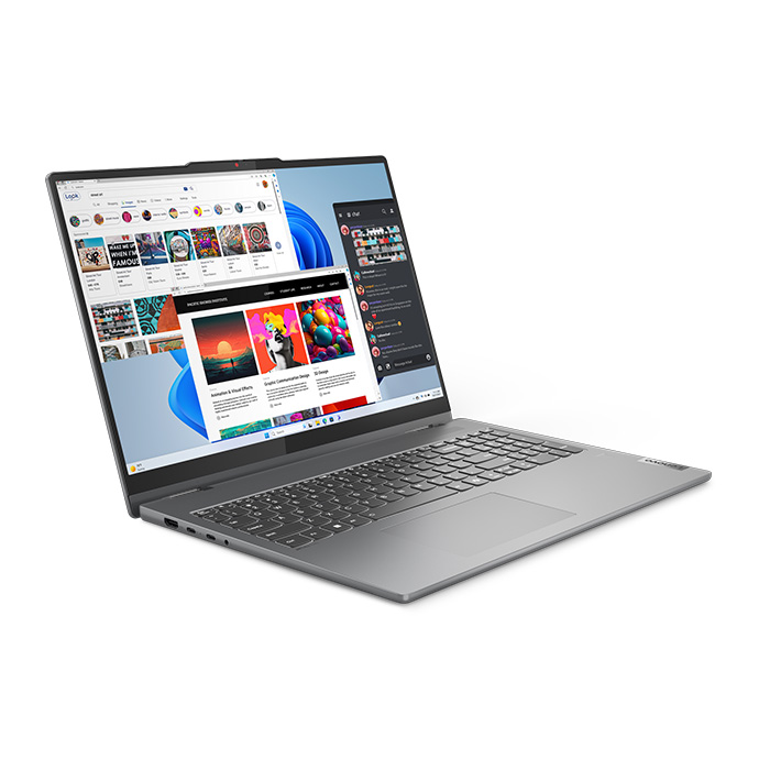 Laptop Lenovo IdeaPad 5 - 16" Táctil (2 en 1) WUXGA (1920 x 1200), Intel® Core™ 7 150U, 16 GB LPDDR5, 512GB SSD M.2 2242, Intel Integrado, Webcam, WiFi, Windows 11 Home Inglés, Lápiz, Color: Gris. 83DU0007US