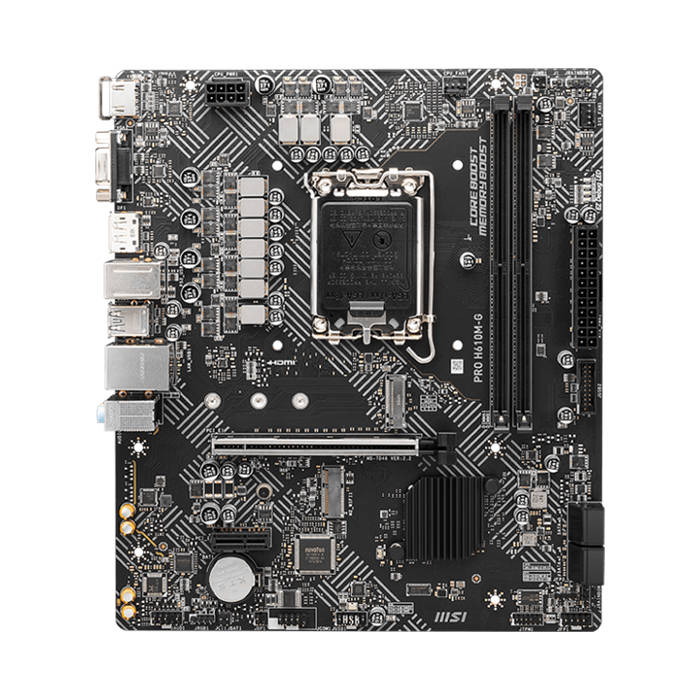 Tarjeta Madre MSI PRO H610M-G DDR5 - LGA1700, Intel H610, Micro-ATX, 2x DDR5 hasta 96GB, PCI-Express 4.0 x16, HDMI, VGA, DP, USB. PRO H610M-G