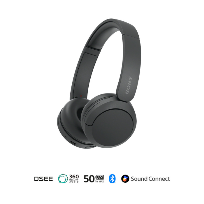 Auriculares Sony, audífonos on-ear inalámbricos, Bluetooth 5.2, compatible con Fast Pair,Compatibilidad con asistentes de voz, color negro. WH-CH520/B