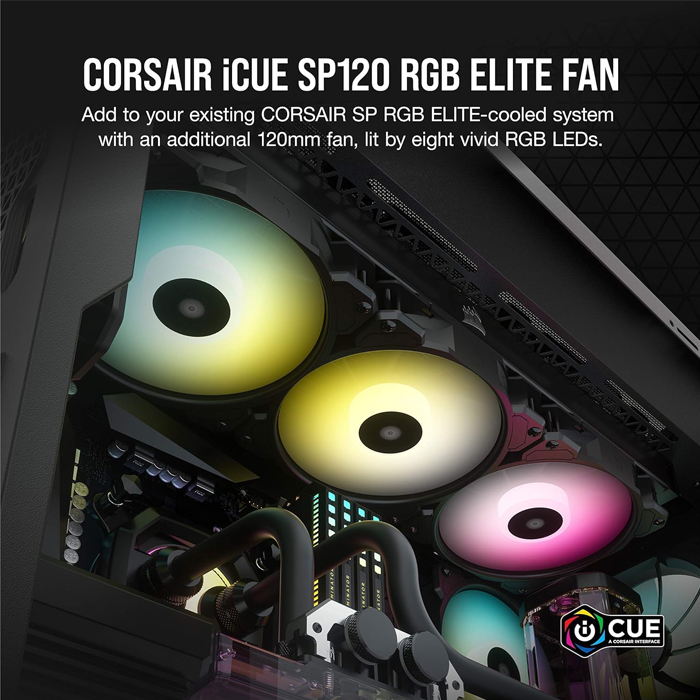 Abanicos enfriamiento iCUE SP120 RGB ELITE - Performance 120mm PWM de 4.724 in, 4 Pines. CO-9050108-WW