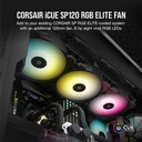 Abanicos enfriamiento iCUE SP120 RGB ELITE - Performance 120mm PWM de 4.724 in, 4 Pines. CO-9050108-WW