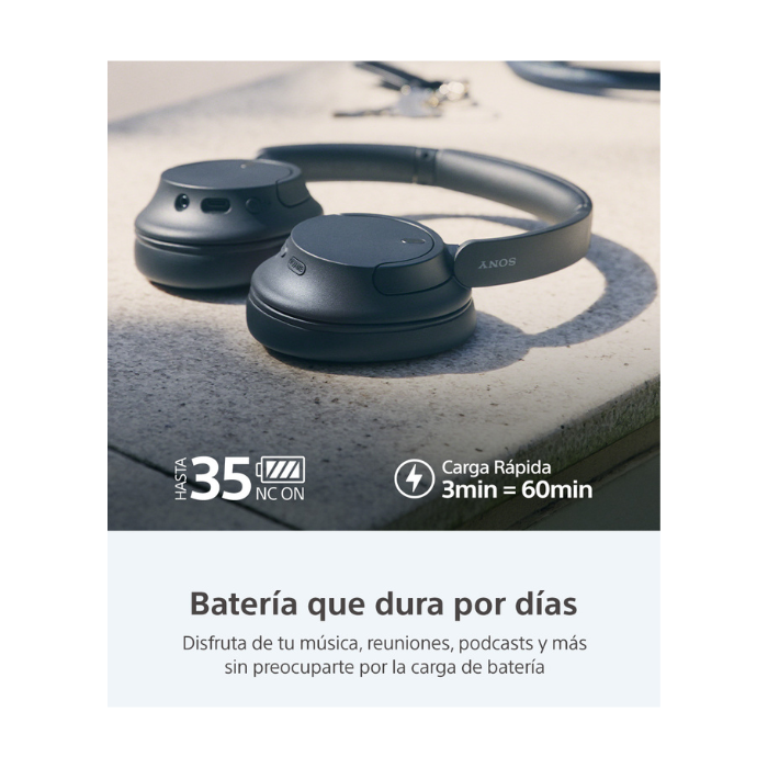 Auriculares Sony, auriculares inalámbricos con diadema y cancelación activa de ruido (ANC), Bluetooth 5.2, Jack 3.5 mm y USB-C para carga, color azul. WH-CH720N/L