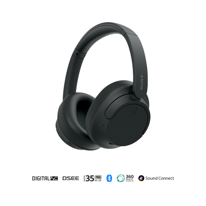 Auriculares Sony, auriculares inalámbricos con diadema y cancelación activa de ruido (ANC), Bluetooth 5.2, Jack 3.5 mm y USB-C para carga, color negro. WH-CH720N/B