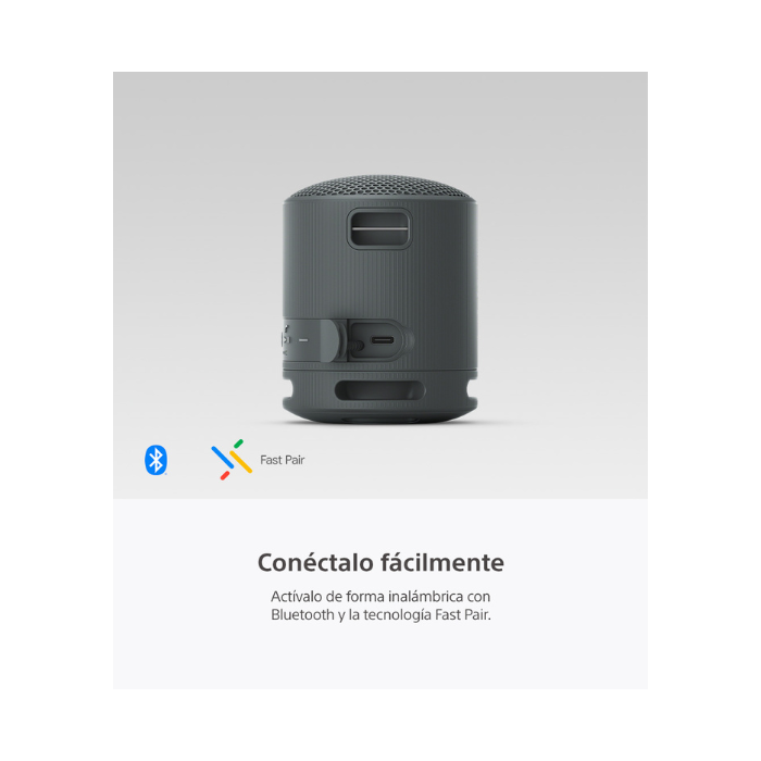 Bocina Sony, parlante inalámbrico portátil, resistente al agua y polvo IP67, Diseño compacto, sonido claro con buen rendimiento de bajos, negro. XB100/B
