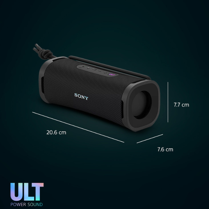 Bocina Sony, parlante portátil inalámbrico de 7.5W, Bluetooth 5.3, resistente al agua y polvo IP67, ULT FIELD 1, negro. SRS-ULT10/B