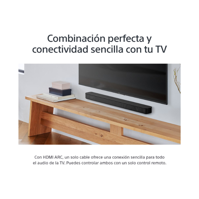 Bocina Sony, barra de sonido única de 2 canales con tecnología Bluetooth 4.2, HDMI ARC, USB, 120W, negro. HT-S100F