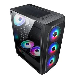 Caja ATX HUNTER-V - Ventana lateral, concectores 1x USB 2.0, 1x USB 3.0, sin ventilador, color negro. HUN-HUNTER-V