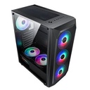 Caja ATX HUNTER-V - Ventana lateral, concectores 1x USB 2.0, 1x USB 3.0, sin ventilador, color negro. HUN-HUNTER-V