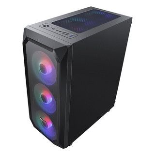 Caja ATX HUNTER-V - Ventana lateral, concectores 1x USB 2.0, 1x USB 3.0, sin ventilador, color negro. HUN-HUNTER-V