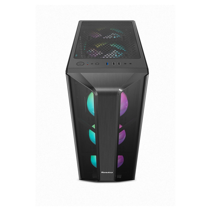 Caja ATX HUNTER-VI - Ventana lateral, conectores 1x USB 2.0, 1x USB 3.0, sin ventilador, color negro. HUN-HUNTER-VI