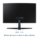 Monitor Samsung Curvo S36GD - 24" IPS FHD (1920X1080), 250cd/m2, 100Hz, 4ms, 16:9, 3000:1, Vga, Hdmi, Color Negro. LS24D366GANXZA