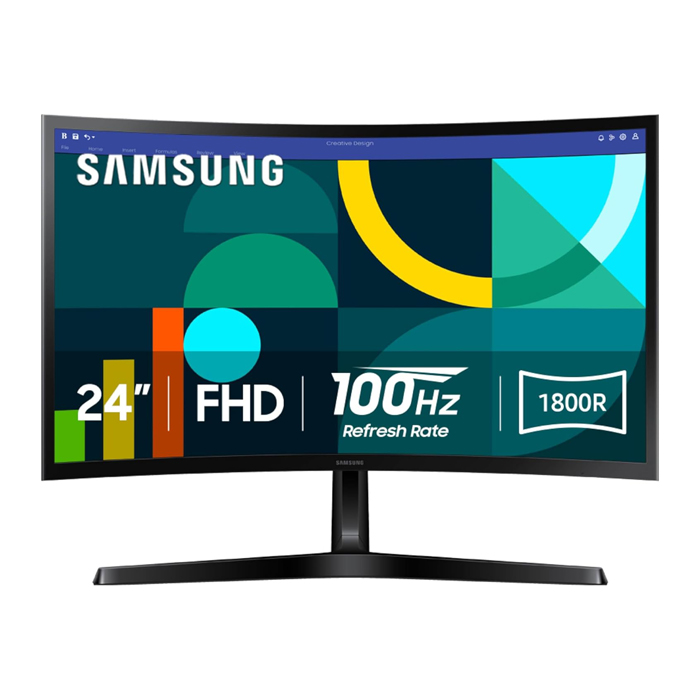 Monitor Samsung Curvo S36GD - 24" IPS FHD (1920X1080), 250cd/m2, 100Hz, 4ms, 16:9, 3000:1, Vga, Hdmi, Color Negro. LS24D366GANXZA