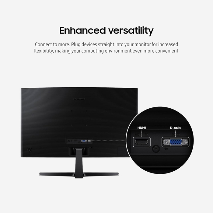 Monitor Samsung Curvo S36GD - 24" IPS FHD (1920X1080), 250cd/m2, 100Hz, 4ms, 16:9, 3000:1, Vga, Hdmi, Color Negro. LS24D366GANXZA