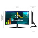 Monitor Samsung Curvo S36GD - 27" IPS FHD (1920X1080), 250cd/m2, 100Hz, 4ms, 16:9, 3000:1, Vga, Hdmi, Color Negro. LS27D366GANXZA