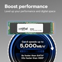 Unidad de Estado Sólido (SSD) Crucial E100 - NVMe con capacidad de 1TB, PCI-Express 4.0, 5000MB/s de lectura, 4500MB/s de escritura, M.2 2280. CT1000E100SSD8