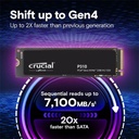 Unidad de Estado Sólido (SSD) Crucial P310 - NVMe con capacidad de 2TB, PCIe Gen 4 x4, 7100/s de lectura, 6000MB/s de escritura, M.2 2280. CT2000P310SSD8