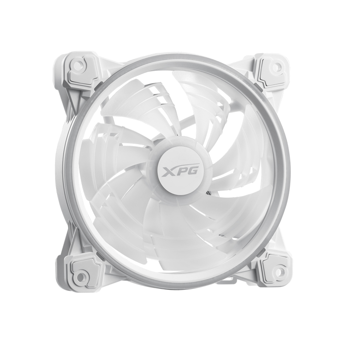 Abanico XPG Hurricane 120 ARGB - Para gabinete, caja 120mm, hasta 2000 RPM, conector 4 pines, 18dBA, color blanco.