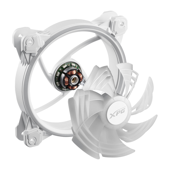 Abanico XPG Hurricane 120 ARGB - Para gabinete, caja 120mm, hasta 2000 RPM, conector 4 pines, 18dBA, color blanco.