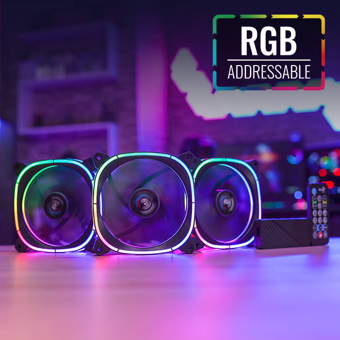Abanico Aerocool Astro 12 Pro 2 Ventiladores Argb Pro 120mm 1 Concentrador De Control H66f Control Remoto Negro Acf3-At10217.02