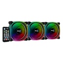 Abanico Aerocool Astro 12 Pro - 3x Ventiladores ARGB 120mm, 1 Concentrador de Control H66f, Control Remoto, Color Negro. Acf3-At10217.02