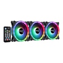 Abanico Aerocool Duo 12 Pro - 3x Ventiladores ARGB 120mm, 1 Concentrador de Control H66f, Control Remoto, Color Negro. Acf3-Du10227.11