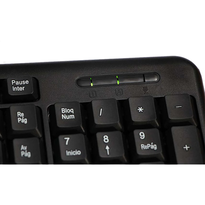 Teclado Argom ARG-KB-7418 - Combo de teclado y ratón óptico, 3 botones, 800dpi, usb, español, color negro.