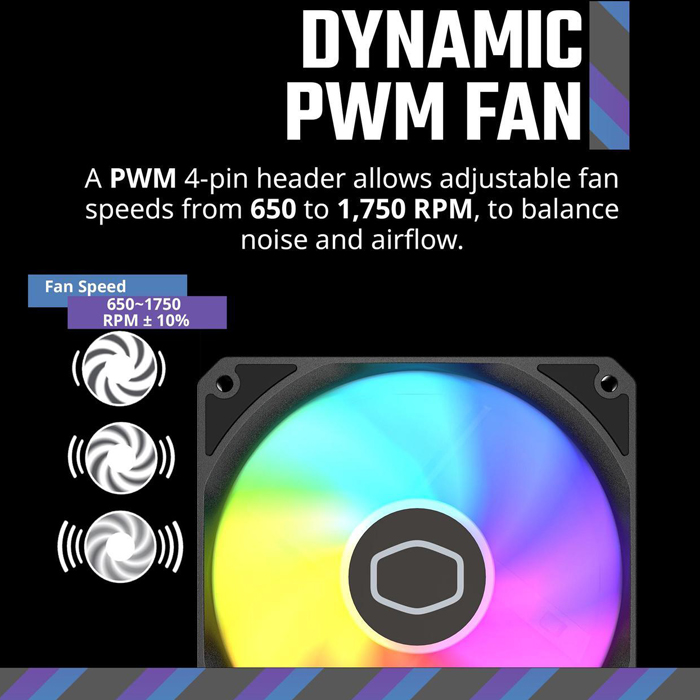 Abanico Rgb Cooler Master Mf120 Lite 120mm Pwm De 4 Pines Mfw-B2dn-17npa-R1 Negro