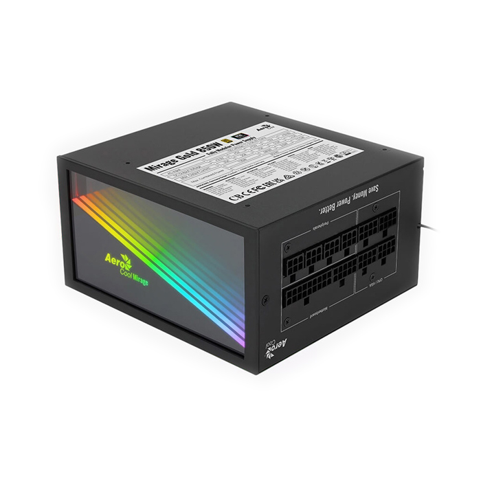 Fuente De Poder Aerocool Mirage Gold 850W - Modular Placa Base Rgb Negro Acpg-Mf85fuc.11