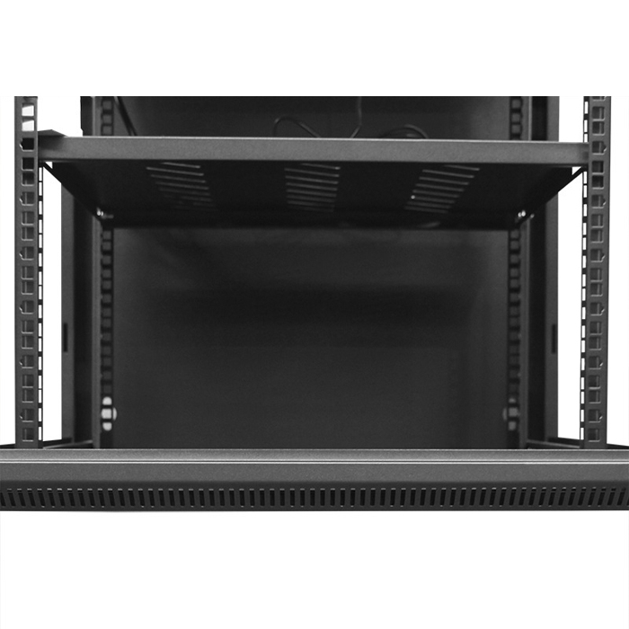 Gabinete de Torre VCOM D1242 Rack 42U -Puerta de vidrio, paneles laterales, abanico incluido, ancho 800 x profundidad 800 x altura 2000.