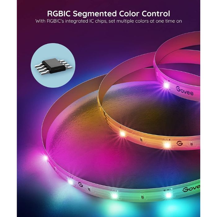 Cable De Luces Govee Rgbic Basic Wifi Bluetooth Led Strip Lights, 16.4 pies, WiFi, Compatible con Alexa y Google Assistant. H618a