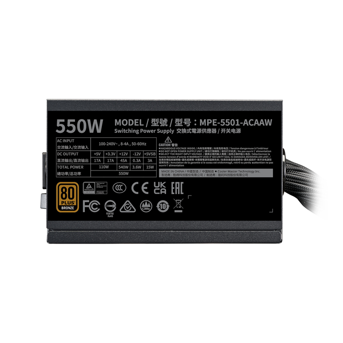 Fuente De Poder Cooler Master Mwe Bronze 550 V3 550w 80+ Bronze No Modular Atx Mpe-5501-Acaaw-3bus