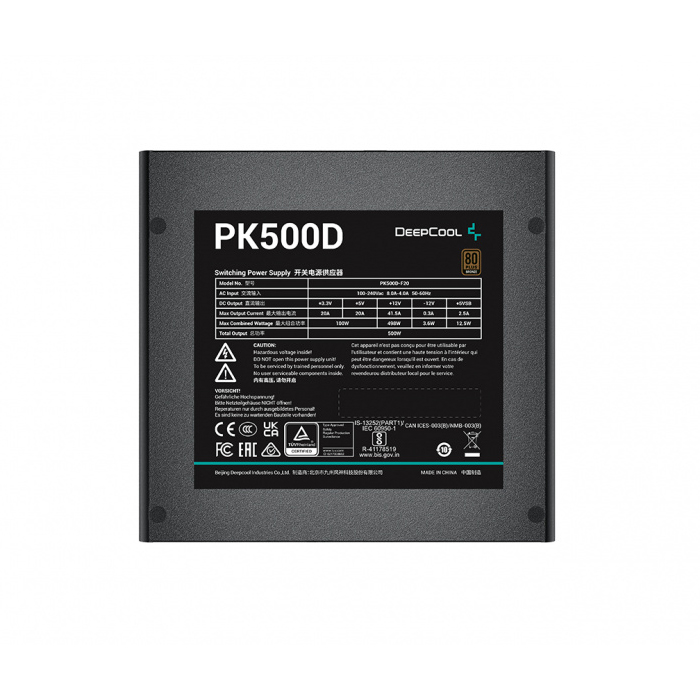 Fuente De Poder Deepcool Pk500d 500w 80 Plus Bronze Con Ventilador Hypro De 120mm Negro R-Pk500d-Fa0b-Us