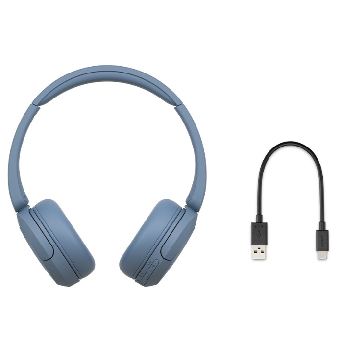 Auriculares Sony, audífonos on-ear inalámbricos, Bluetooth 5.2, compatible con Fast Pair,Compatibilidad con asistentes de voz, color azul. WH-CH520/L