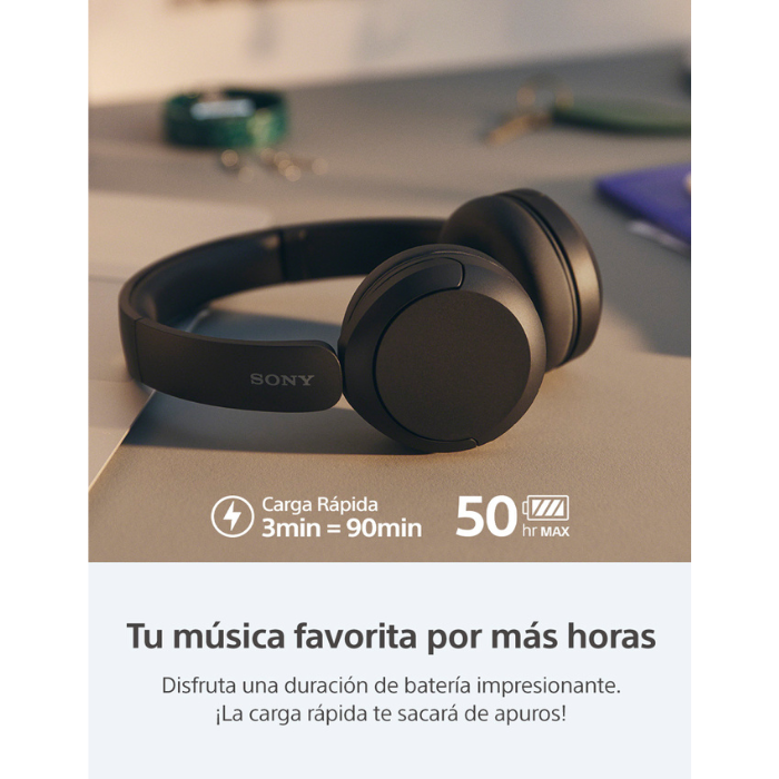 Auriculares Sony, audífonos on-ear inalámbricos, Bluetooth 5.2, compatible con Fast Pair,Compatibilidad con asistentes de voz, color negro. WH-CH520/B