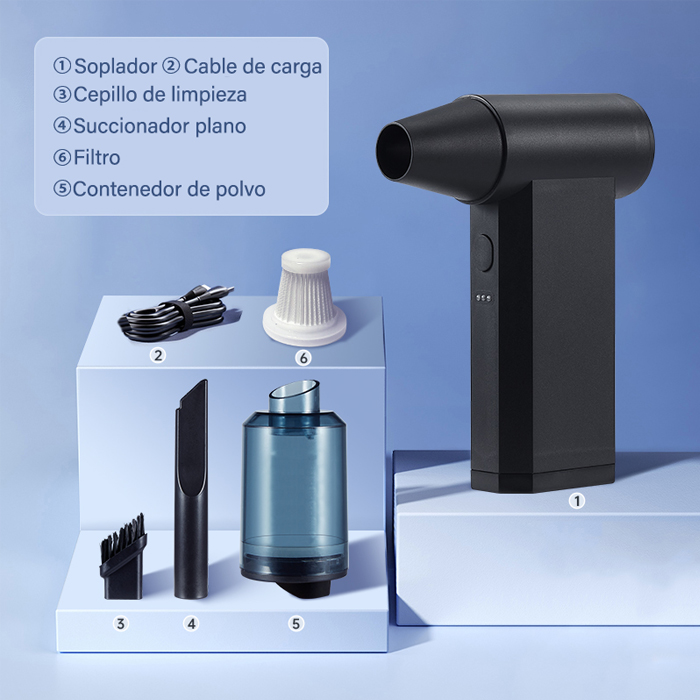 Soplador portátil de aire O.E.M. - 150,000 rpm, Kit con Accesorio, Recargable, inalámbrico, Para: Laptops, Computadoras, Pelo de mascotas, BBQ, etc. L815-1