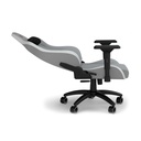 Silla Gamer Corsair TC-200, CF-9010045-W - Ajustable, material de cuerina, estructura de acero, apoyabrazos, color Gris / Blanco.