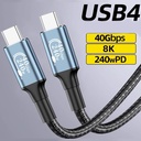 Cable O.E.M. THUSB4 - Tipo-C a Tipo-C M/M - 240W, transferencia hasta 40Gbps, 5pies (1.5M), para celulares, Tablet, laptops. THUSB4